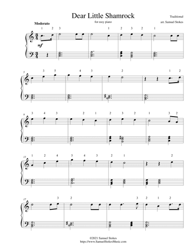 Dear Little Shamrock - for easy piano (arr. Samuel Stokes)