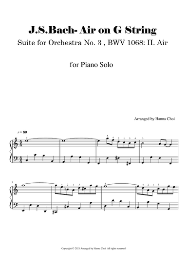 J.S.Bach- Air on G String [for Piano Solo] (arr. Hanna Choi)
