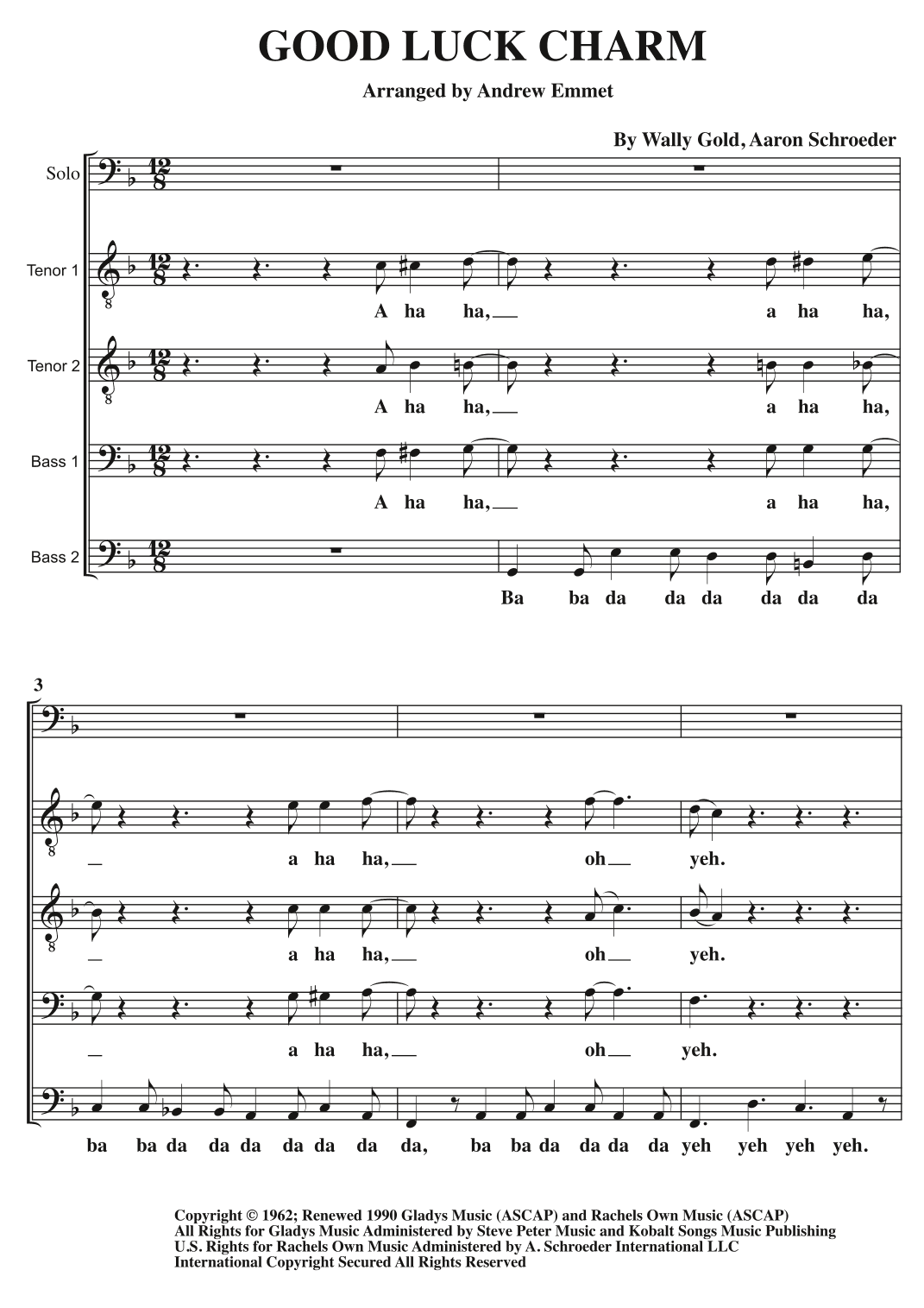 Good Luck Charm (arr. Andrew Emmet)