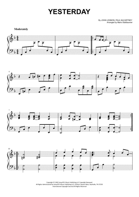 Yesterday (arr. Mario Stallbaumer)