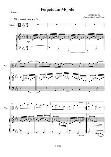 Perpetuum Mobile - Duet for Viola and Piano. Original composition by Graham Dickson-Place