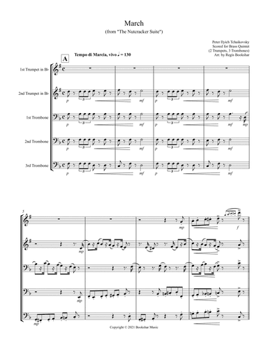 March (from "The Nutcracker Suite") (F) (Brass Quintet - 2 Trp, 3 Trb) (arr. Regis Bookshar)