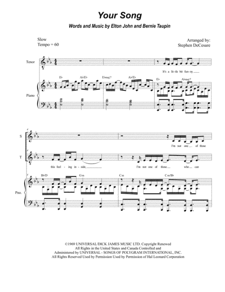 Your Song (arr. Stephen DeCesare)