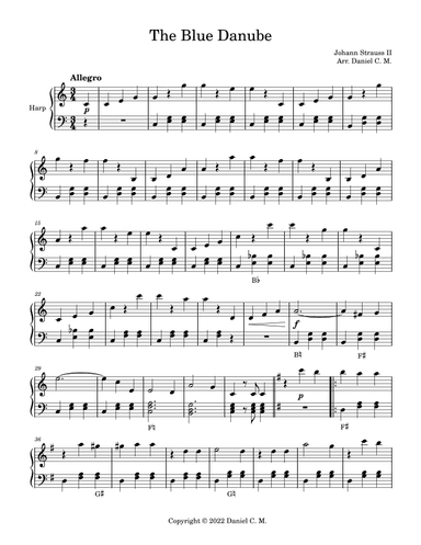 The Blue Danube for harp (easy) (arr. Daniel C. M.)