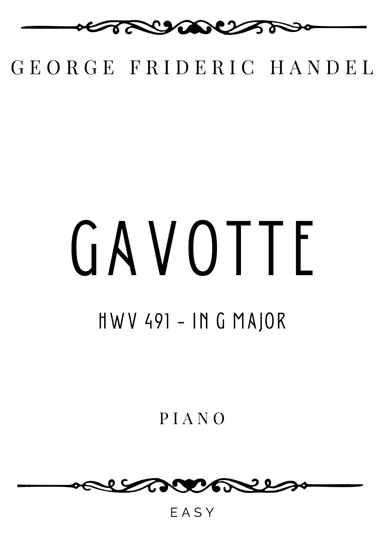 Handel - Gavotte in G Major (HWV 491) - Easy (arr. Piacere Music Sheets)