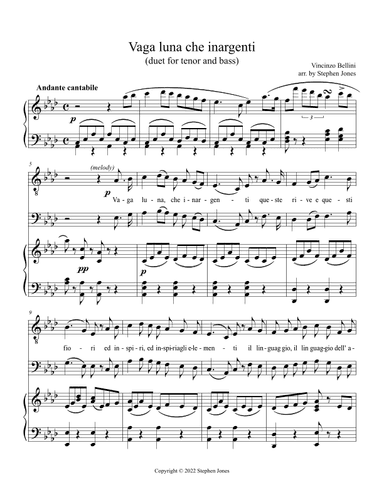 Vaga luna che inargenti Duet (arr. Stephen Jones)