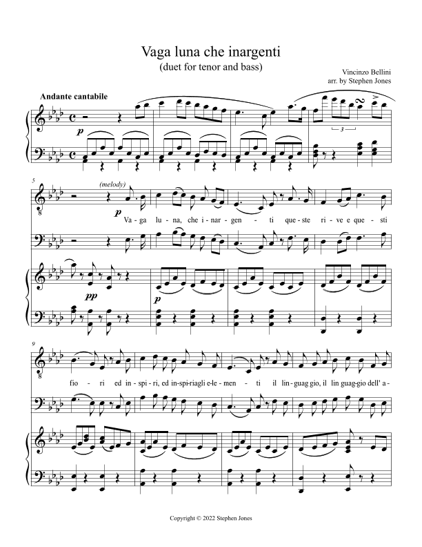 Vaga luna che inargenti Duet (arr. Stephen Jones)