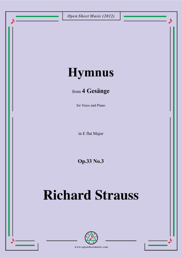Richard Strauss-Hymnus,in E flat Major,Op.33 No.3 (arr. OSM Press)