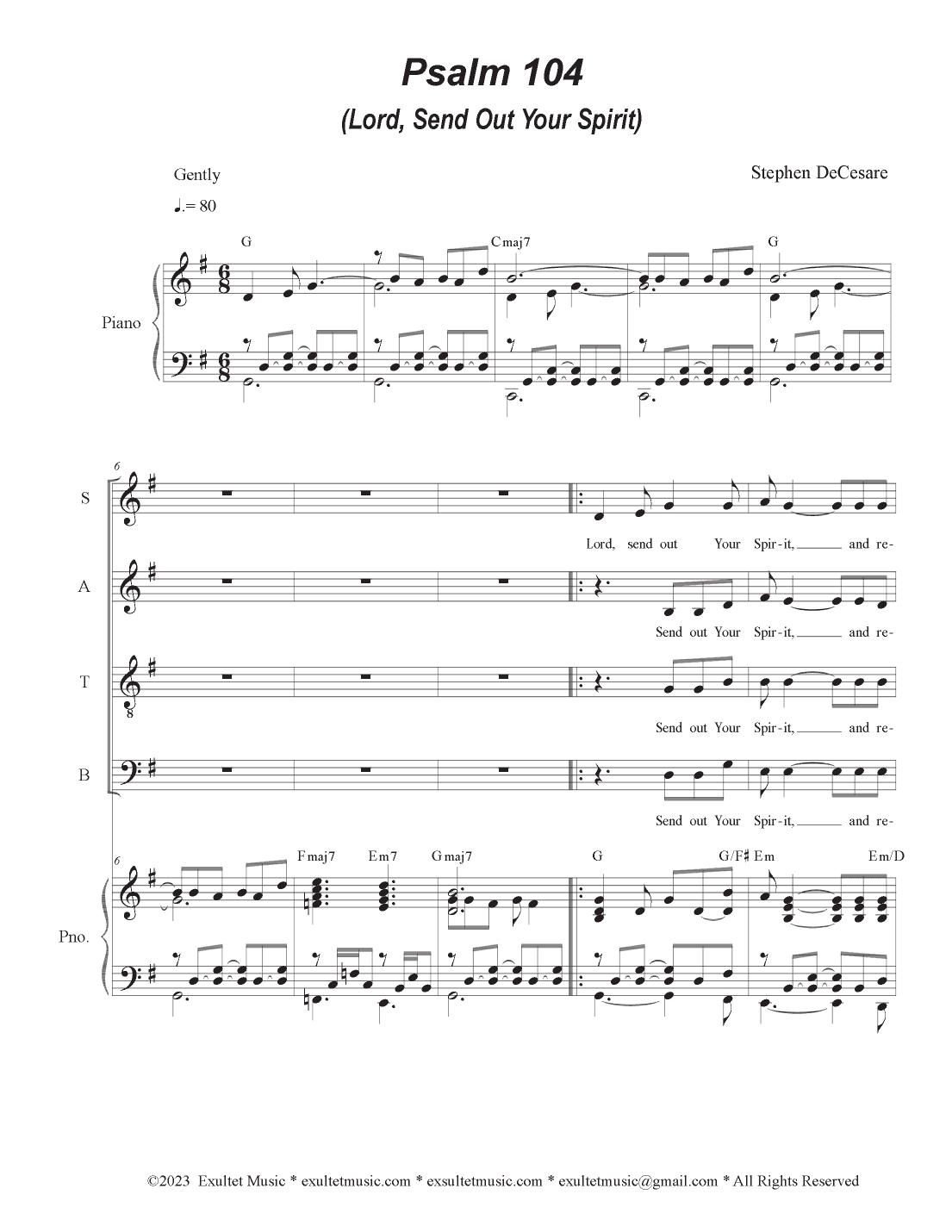 Psalm 104 (Lord, Send Out Your Spirit) (Vocal Quartet - (SATB)