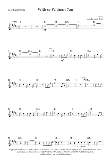 With Or Without You (arr. Fernando Britto)