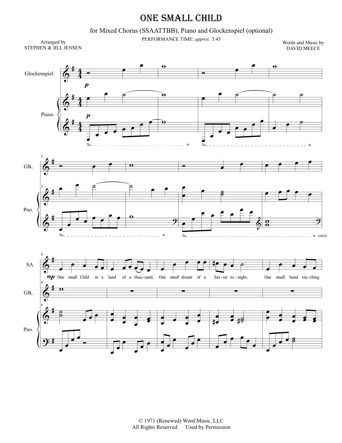 One Small Child (arr. Stephen Jensen & Jill Jensen)