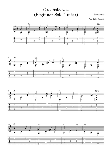 Greensleeves (Solo Guitar) (arr. Tyler Adams)