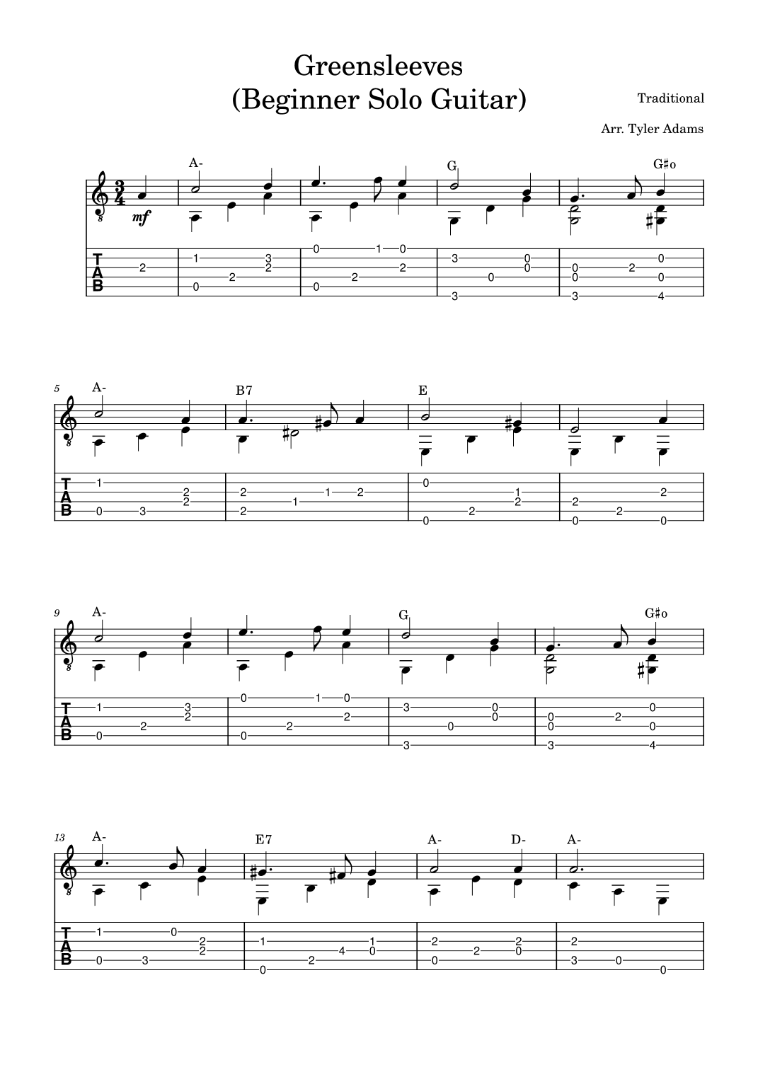 Greensleeves (Solo Guitar) (arr. Tyler Adams)