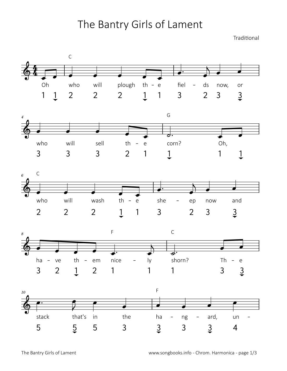 The Bantry Girls of Lament (arr. songbooks.info)