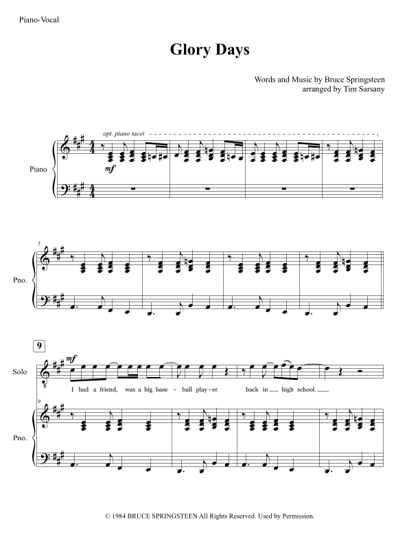 Glory Days (arr. Tim Sarsany)