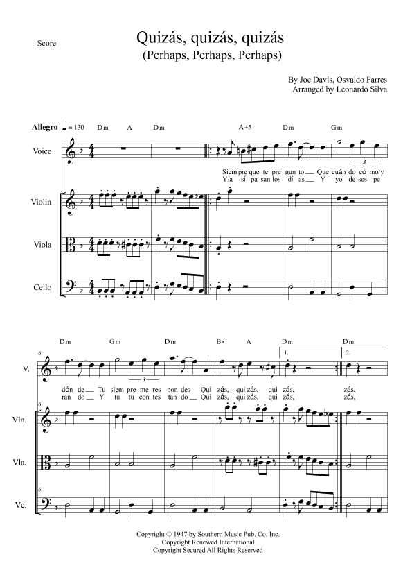 Quizas, Quizas, Quizas (perhaps, Perhaps, Perhaps) (arr. Leonardo Silva)