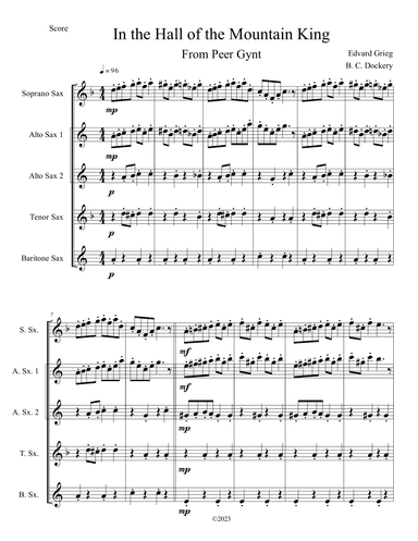In the Hall of the Mountain King (Sax Quintet) (arr. B. C. Dockery)