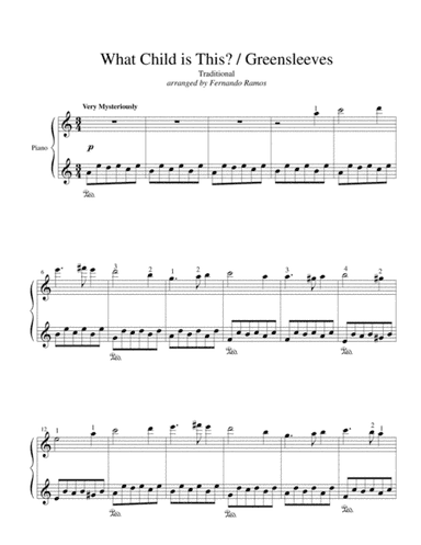 What Child is This / Greensleeves - Early Intermediate Piano Solo (arr. Fernando Ramos)