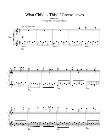 What Child is This / Greensleeves - Early Intermediate Piano Solo (arr. Fernando Ramos)