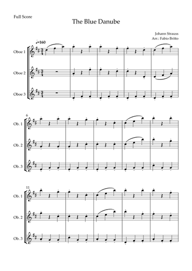 The Blue Danube (Waltz by Johann Strauss) for Oboe Trio (arr. Fabio Britto)