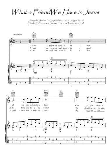 What a Friend We Have in Jesus guitar fingerstyle (arr. PianoSheetNow)