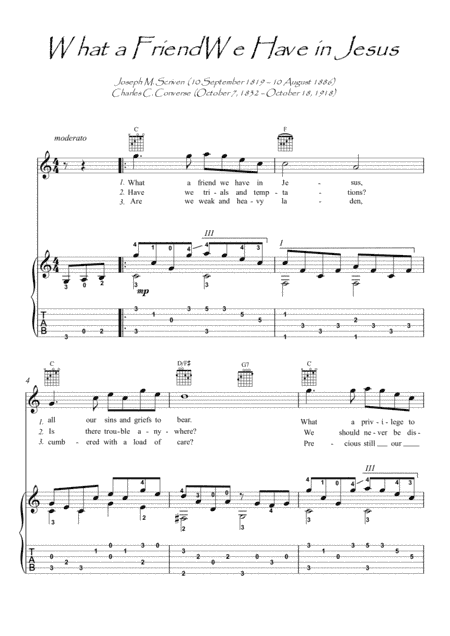 What a Friend We Have in Jesus guitar fingerstyle (arr. PianoSheetNow)