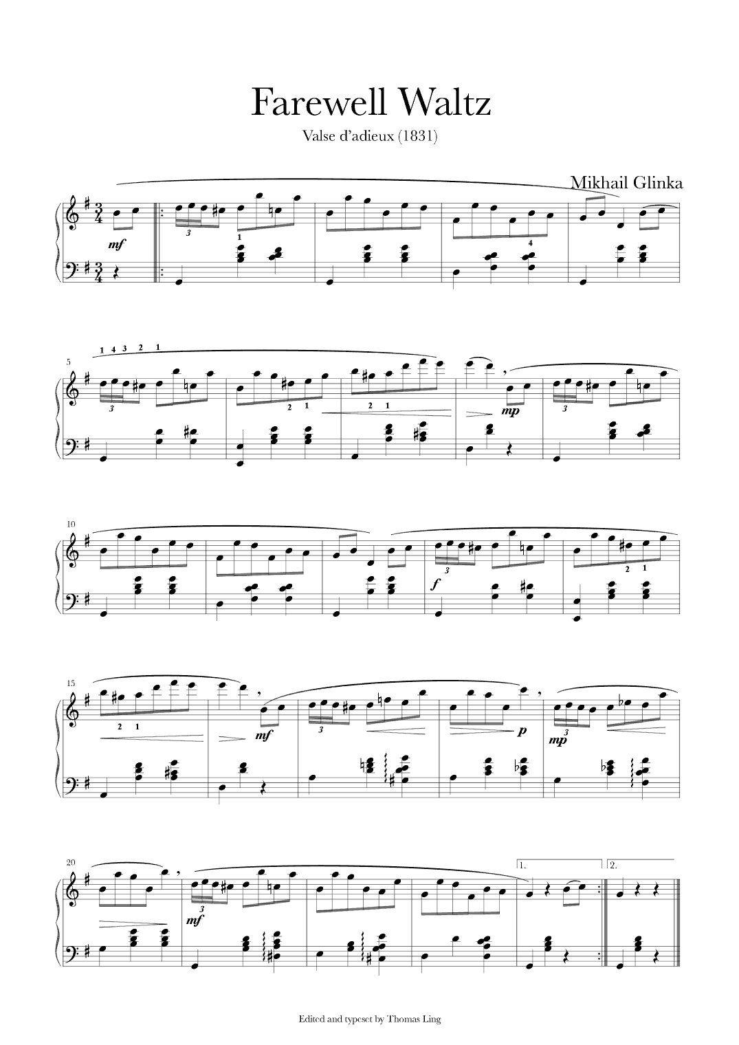 Farewell Waltz (arr. Thomas Ling)