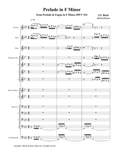Prelude in F Minor, BWV 534 (Woodwind Choir) (arr. Richard Byrnes)