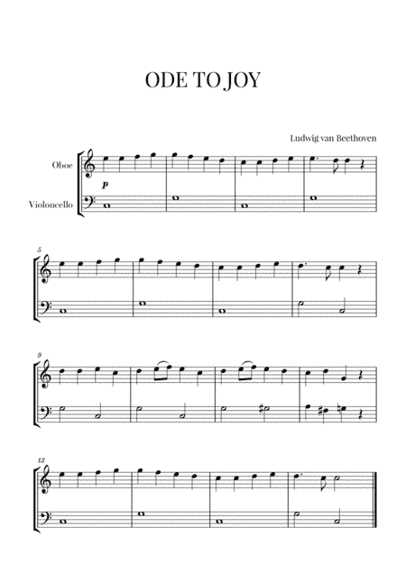 Beethoven - Ode to Joy (for Oboe and Cello) (arr. Cadenza Editions)