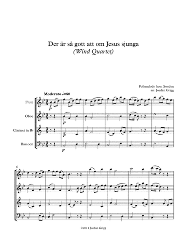 Der är så gott att om Jesus sjunga (Wind Quartet) (arr. Jordan Grigg)