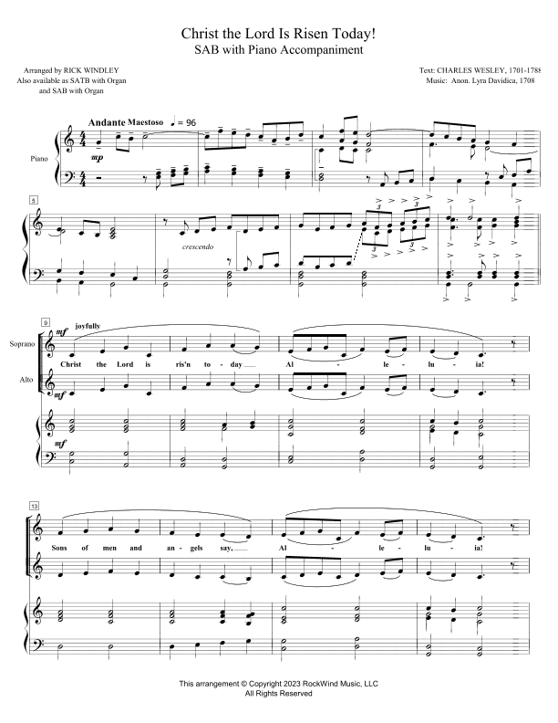 Christ the Lord is Risen Today! with Piano Accomp. (arr. Rick Windley)