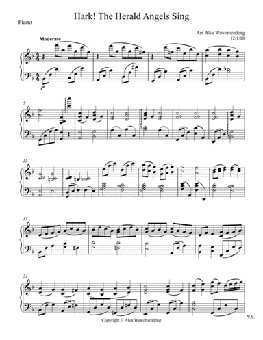Hark the Herald Angel's Sing Piano (arr. Alva Lee)