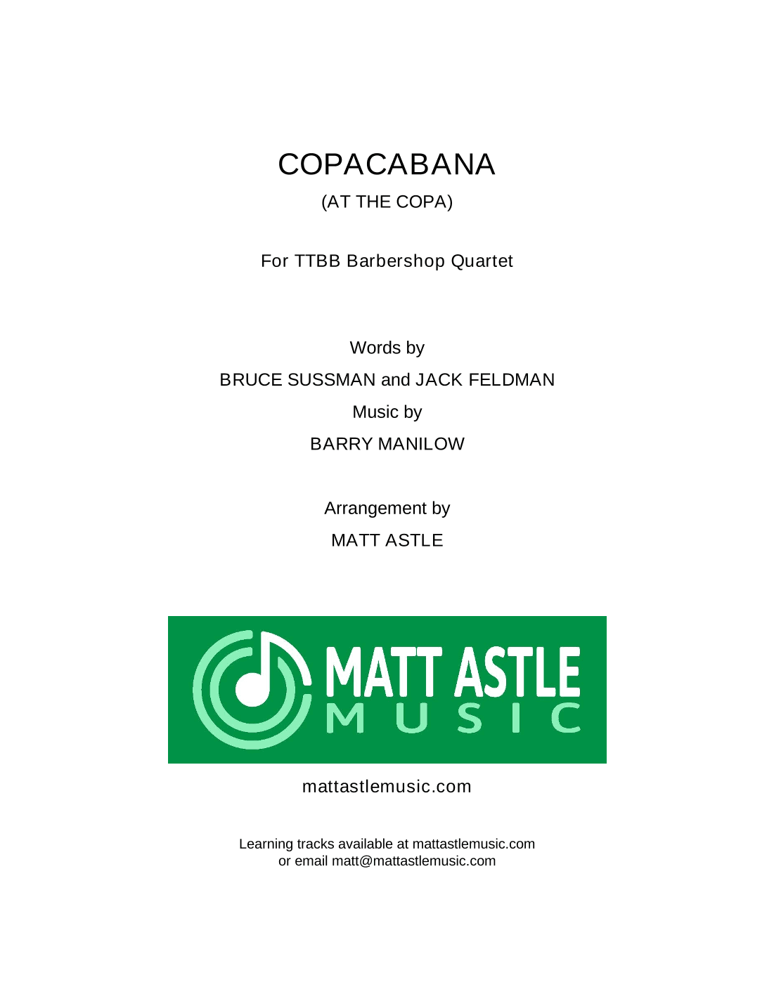 Copacabana (At The Copa) (arr. Matt Astle)