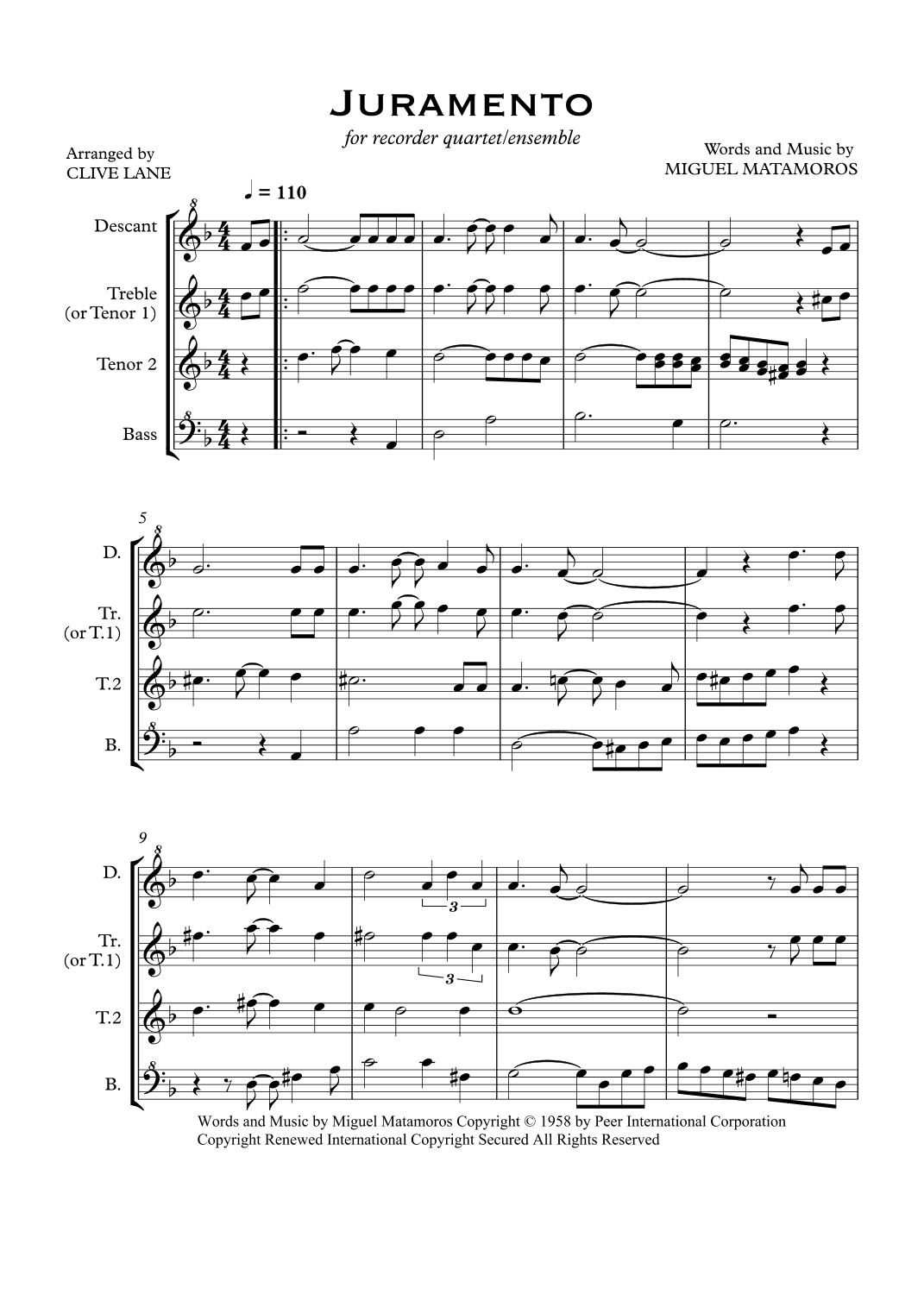 Juramento (arr. Clive Lane)