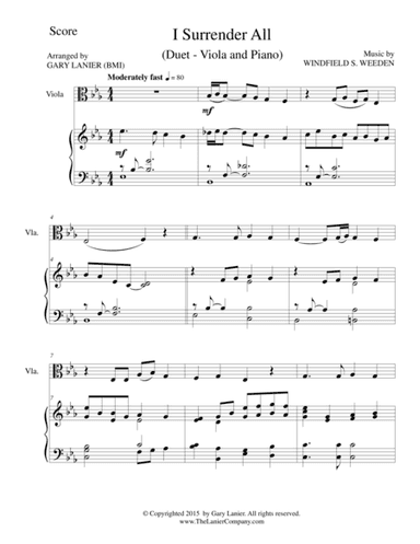 I SURRENDER ALL (Duet – Viola and Piano/Score and Parts) (arr. Gary Lanier)
