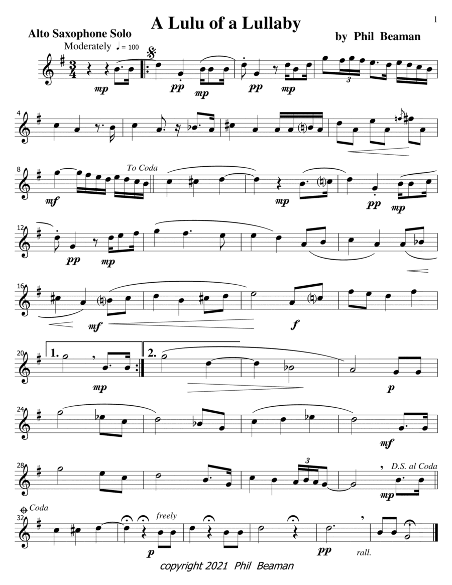 A Lulu of a Lullaby-alto sax solo