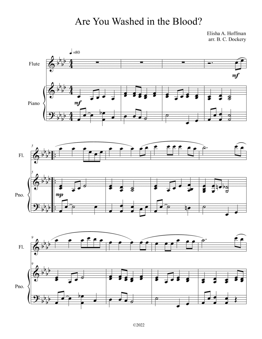 Are You Washed in the Blood? (Flute Solo with Piano Accompaniment) (arr. B. C. Dockery)