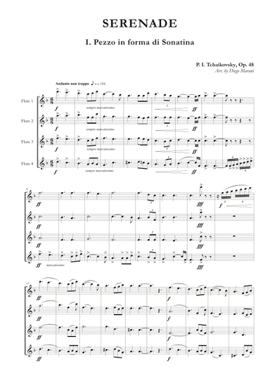 "Pezzo in forma di Sonatina" from Serenade Op. 48 for Flute Quartet (arr. Diego Marani)
