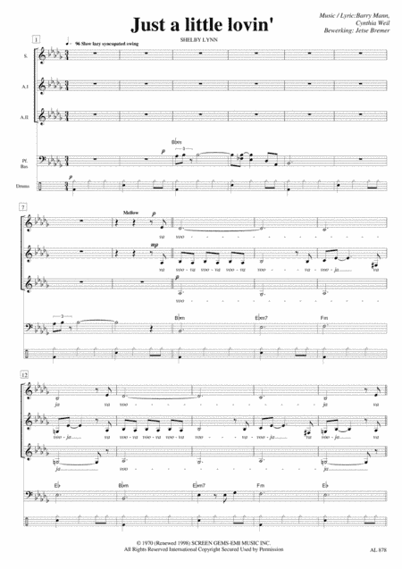 Just A Little Lovin' (early In The Mornin') (arr. Jetse Bremer)