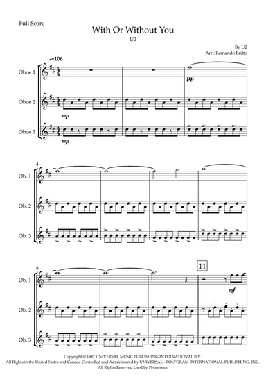With Or Without You (arr. Fabio Britto)