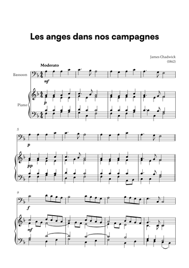 Les anges dans nos campagnes (for Bassoon and Piano) (arr. Cadenza Editions)