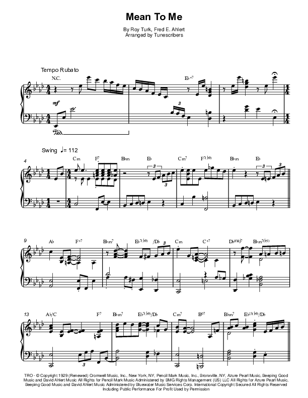 Mean to Me (arr. Tunescribers)