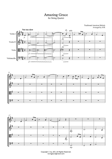 HYMN FOR STRING QUARTET - Amazing Grace (arr. JEK)