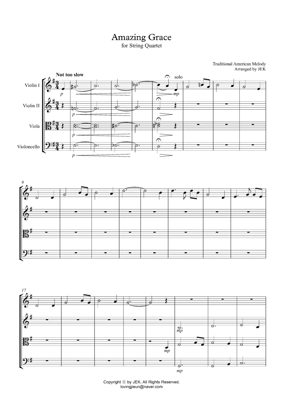 HYMN FOR STRING QUARTET - Amazing Grace (arr. JEK)