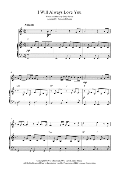 I Will Always Love You (arr. Kaiserin Rebecca)