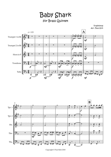 Baby Shark - Brass Quintet (arr. Paul Kirk)