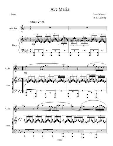 Ave Maria (Alto Sax Solo with Piano Accompaniment) (arr. B. C. Dockery)