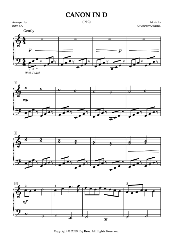 Canon in D (arr. Dom Raj)