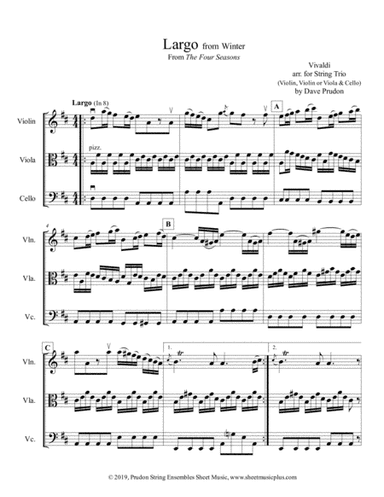 Vivaldi Winter (Largo) for String Trio (arr. Dave Prudon)