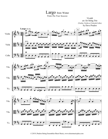Vivaldi Winter (Largo) for String Trio (arr. Dave Prudon)